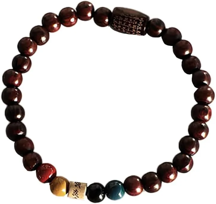Natural Korean Lacquer Meditation Bracelet for Women, 6mm  Handmade by Korean Buddhist Monks, Traditional Joseon Artisan Craft, Elastic Beaded Wrist Mala