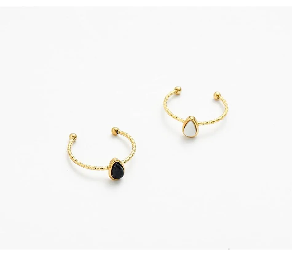 Natural Stone Water Drop Ring
