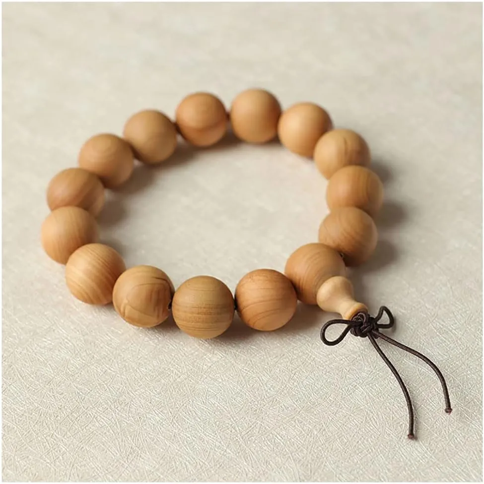 Natural Thuja Wood Bracelet 15Mm Mala Prayer Beads Meditation Buddhist Rosary Unisex