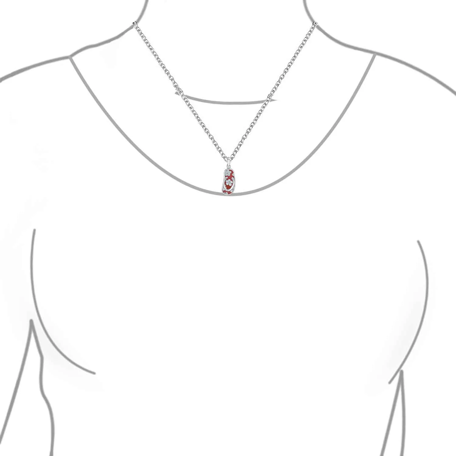 Nautical Flip Flop Pendant Necklace in Pink Sterling Silver Beach Sandal