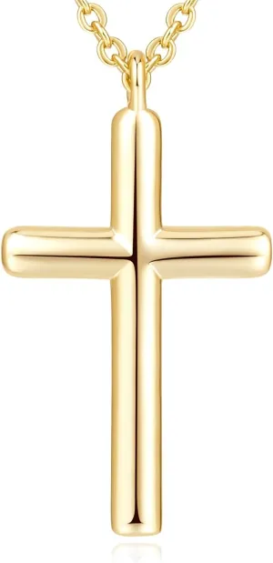 NEARLAND Cross Necklace for Women 14K Gold Cross Necklaces for Women Simple Gold Chain Faith Pendant Necklace Womens 20/25/28/33mm