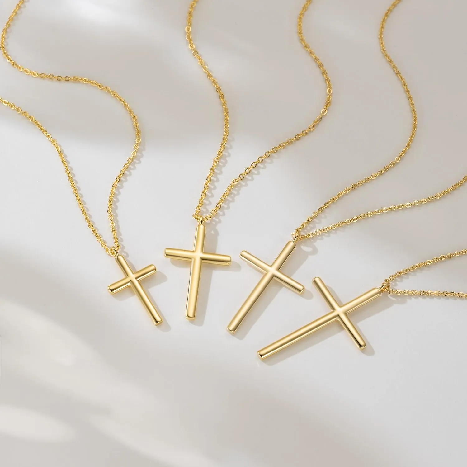 NEARLAND Cross Necklace for Women 14K Gold Cross Necklaces for Women Simple Gold Chain Faith Pendant Necklace Womens 20/25/28/33mm