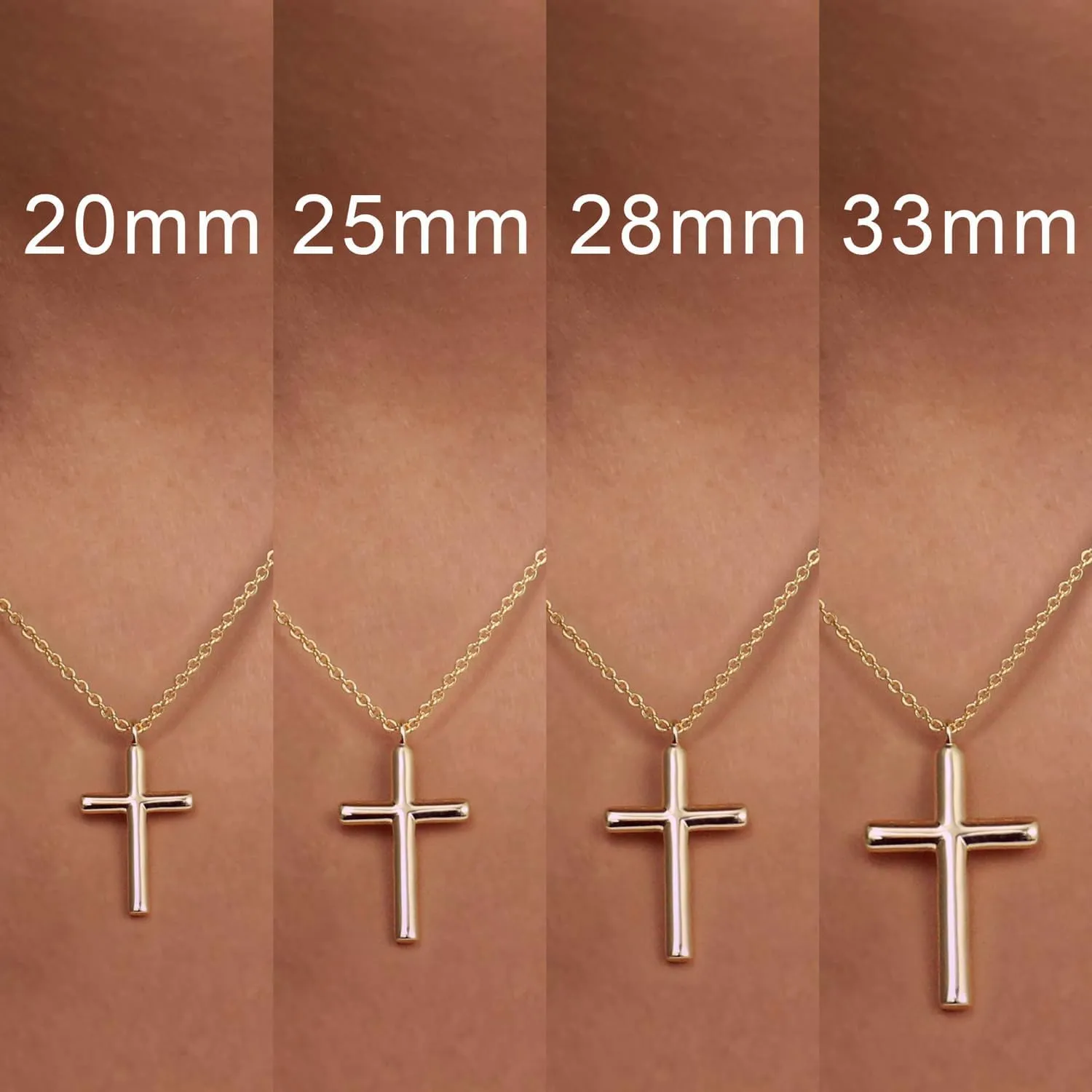 NEARLAND Cross Necklace for Women 14K Gold Cross Necklaces for Women Simple Gold Chain Faith Pendant Necklace Womens 20/25/28/33mm