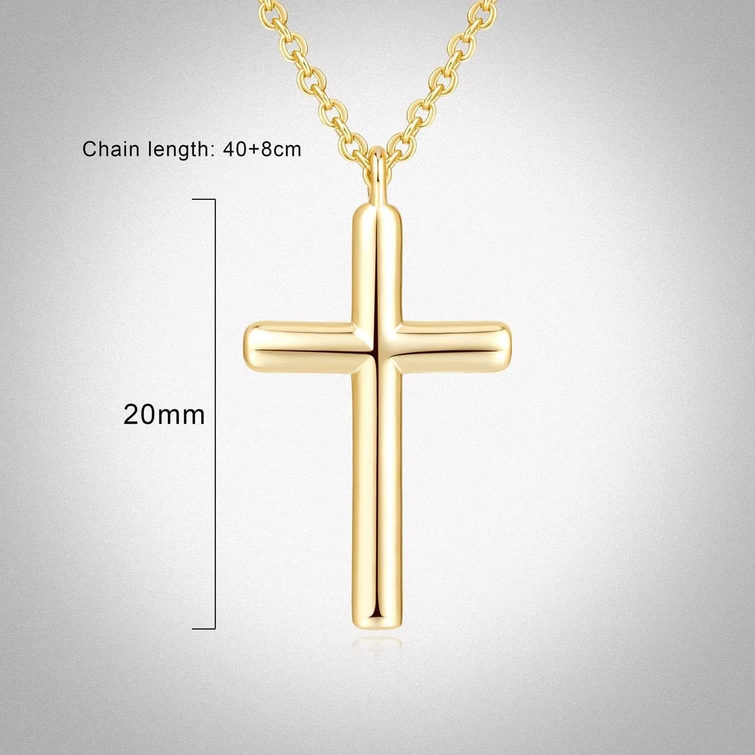 NEARLAND Cross Necklace for Women 14K Gold Cross Necklaces for Women Simple Gold Chain Faith Pendant Necklace Womens 20/25/28/33mm