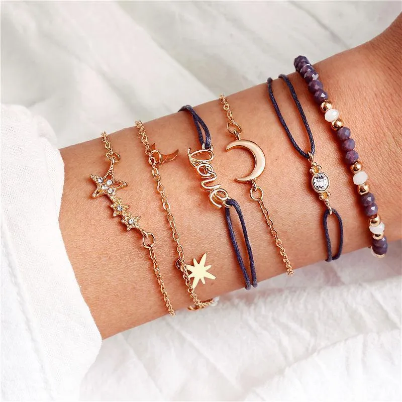 New Boho Stone Beads Charm Bracelets Set For Women
