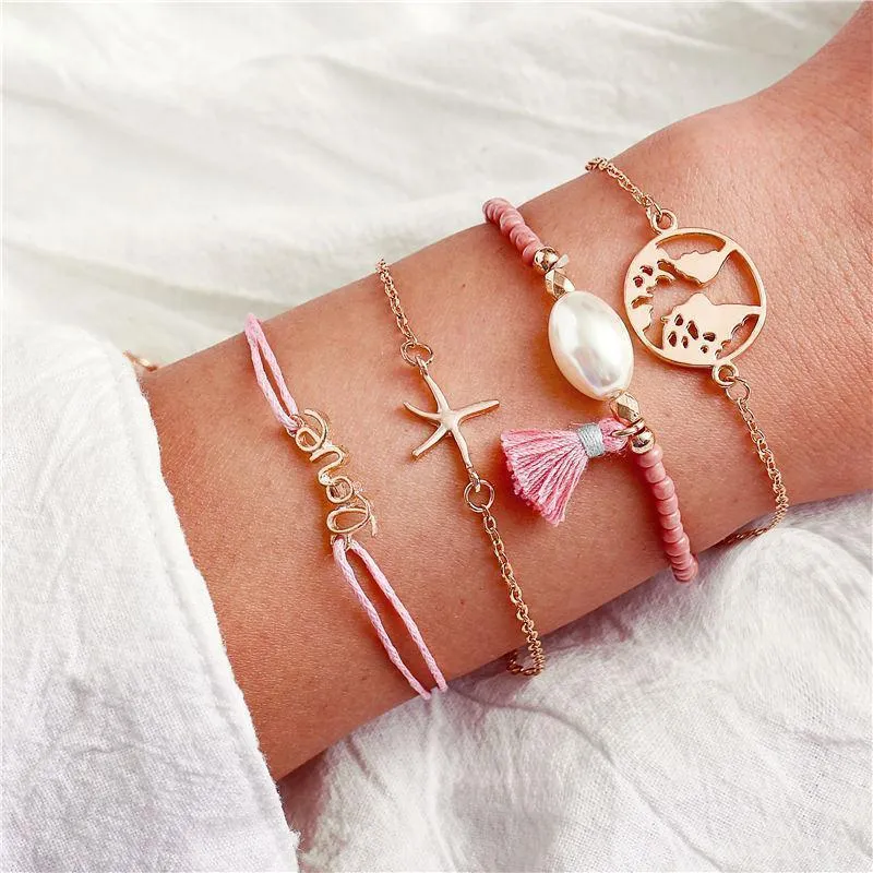 New Boho Stone Beads Charm Bracelets Set For Women
