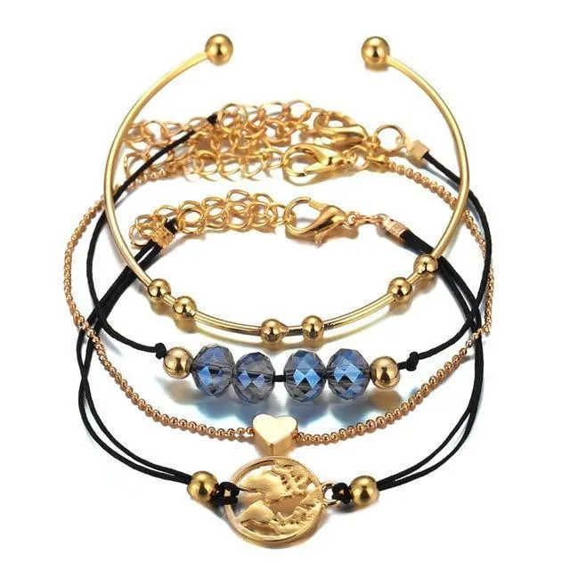 New Boho Stone Beads Charm Bracelets Set For Women