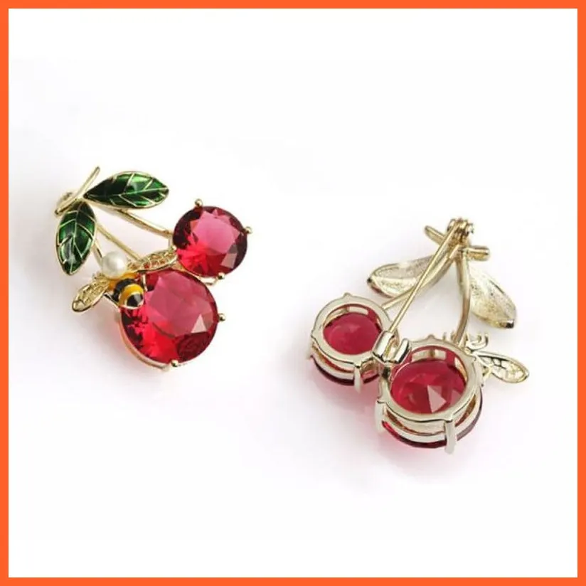 New Cute Red Cherry Resin Brooch