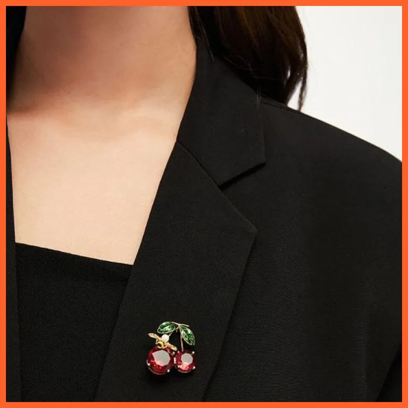 New Cute Red Cherry Resin Brooch