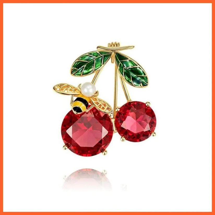New Cute Red Cherry Resin Brooch