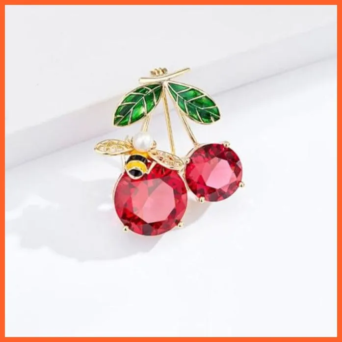New Cute Red Cherry Resin Brooch