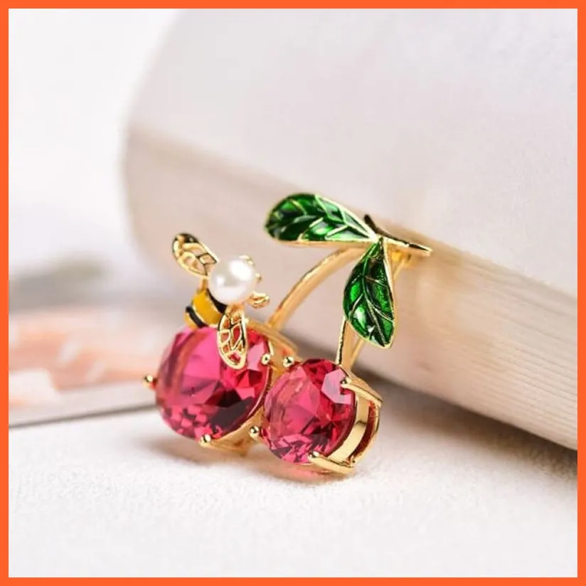 New Cute Red Cherry Resin Brooch