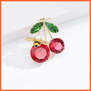 New Cute Red Cherry Resin Brooch