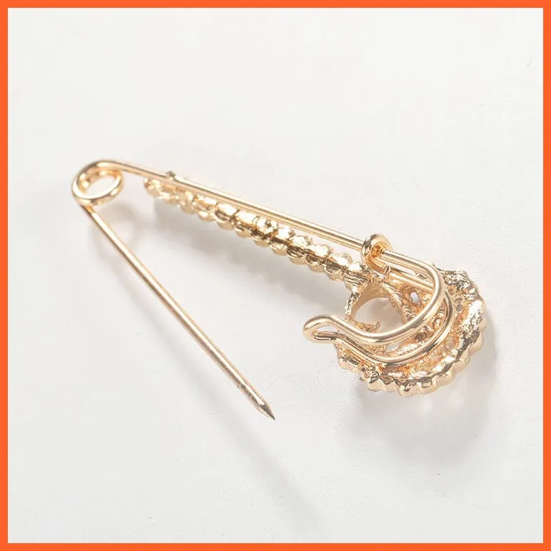 New Fashion Brooches | Crystal Peacock Flowers Crown Bow Lapel Pin