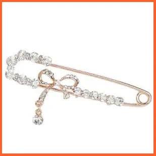 New Fashion Brooches | Crystal Peacock Flowers Crown Bow Lapel Pin