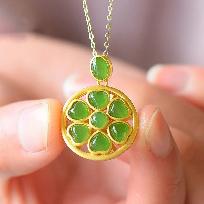 New inlaid natural Hetian jasper love reincarnation pendant necklace
