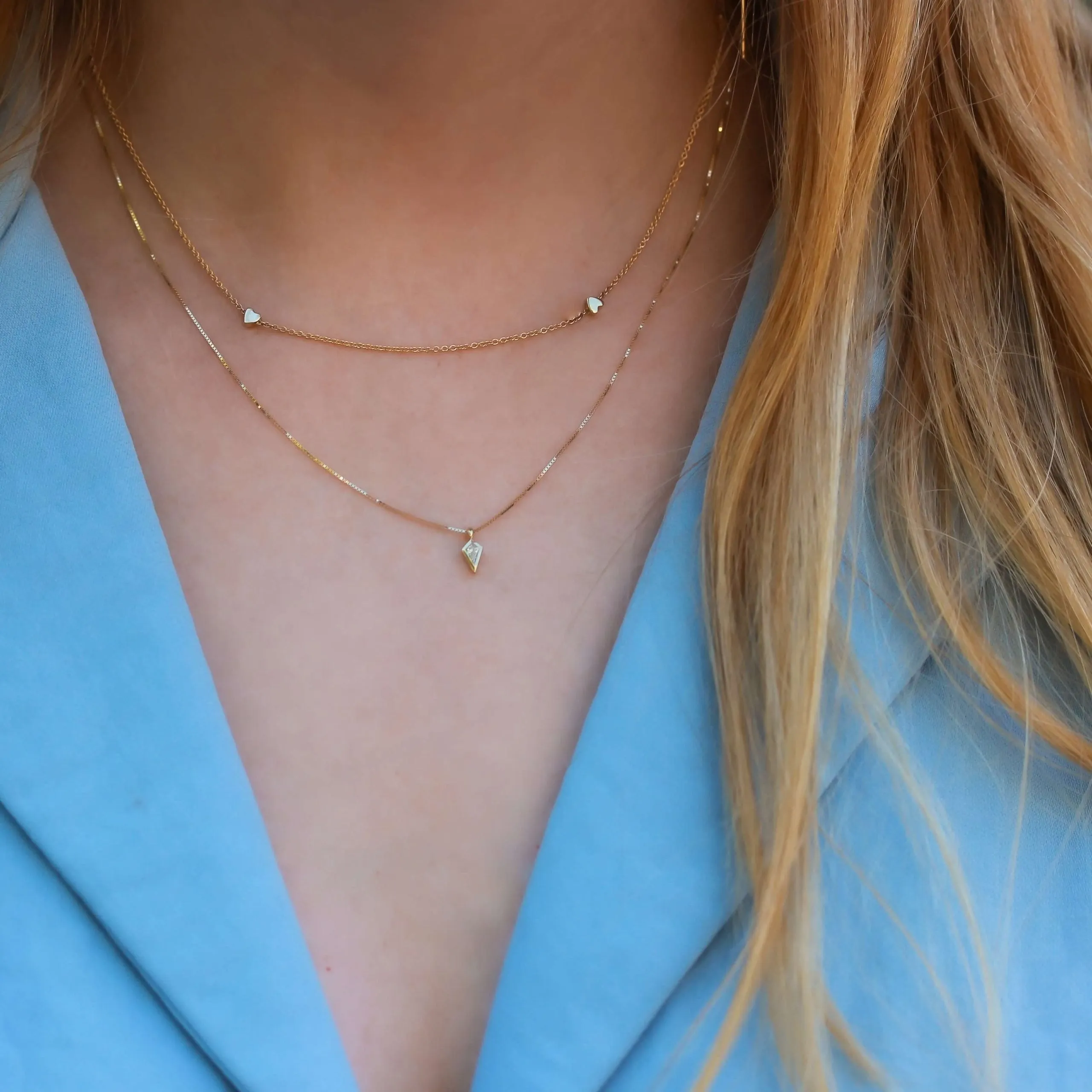 New Tiny Hearts Necklace 14K Gold
