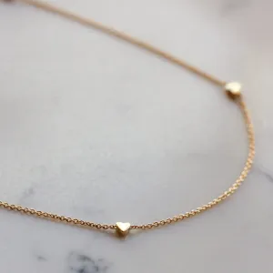 New Tiny Hearts Necklace 14K Gold