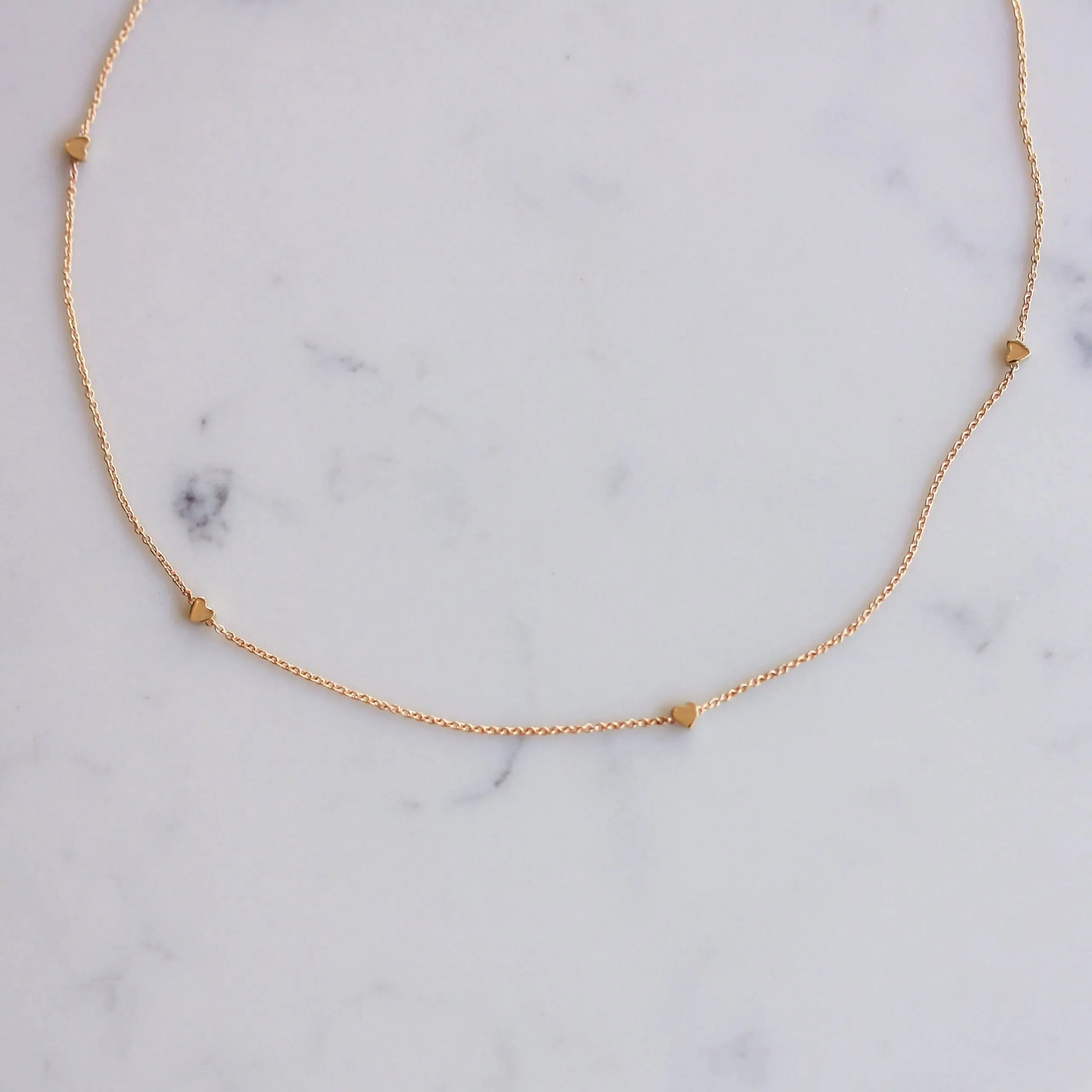 New Tiny Hearts Necklace 14K Gold
