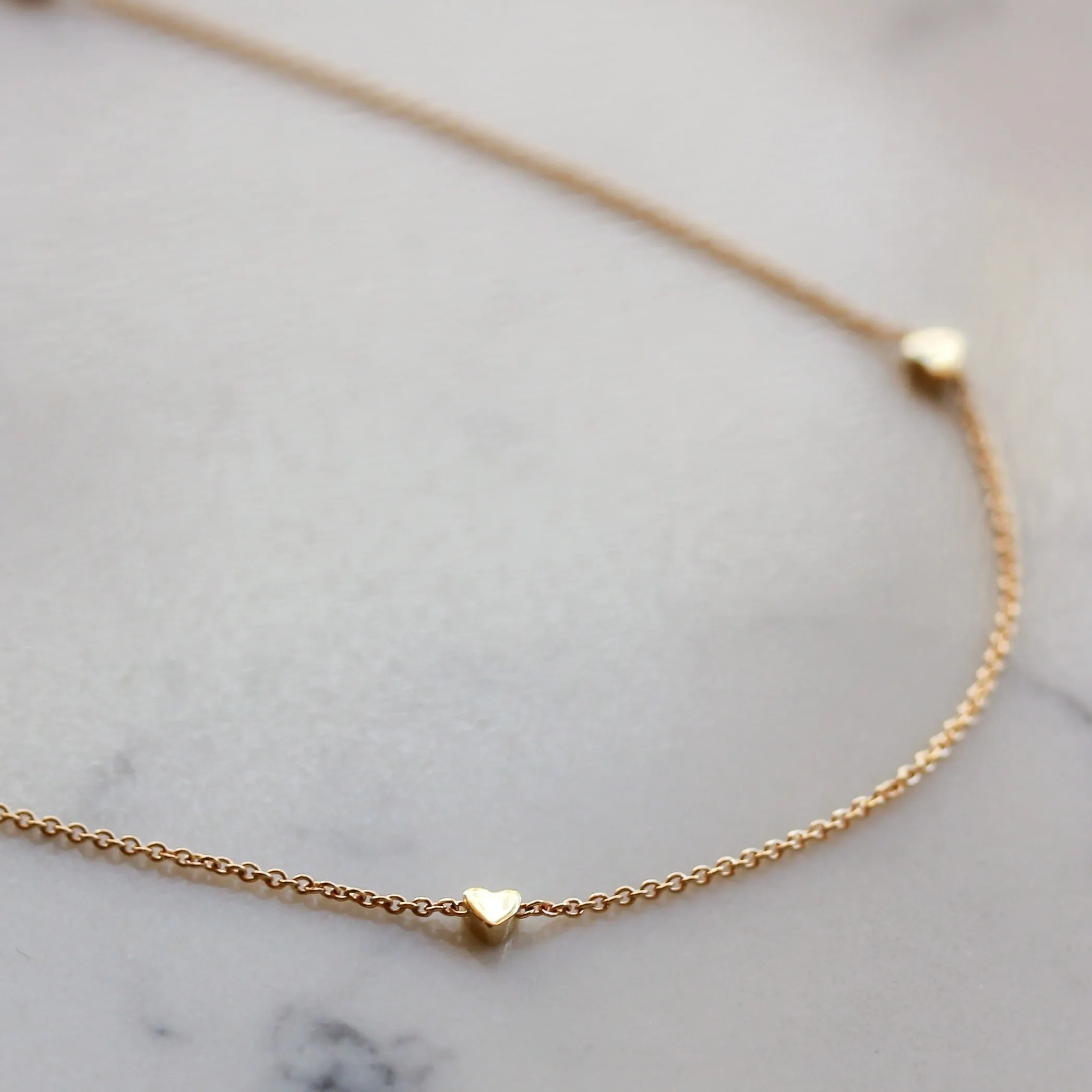 New Tiny Hearts Necklace 14K Gold