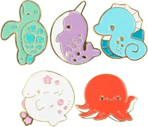 NOLITOY 5Pcs Animals Brooch Cute Cartoon Brooches for Sweaters Bags Hats Adorable Enamel Pins for Parties Christmas Daily Wear Random Styles