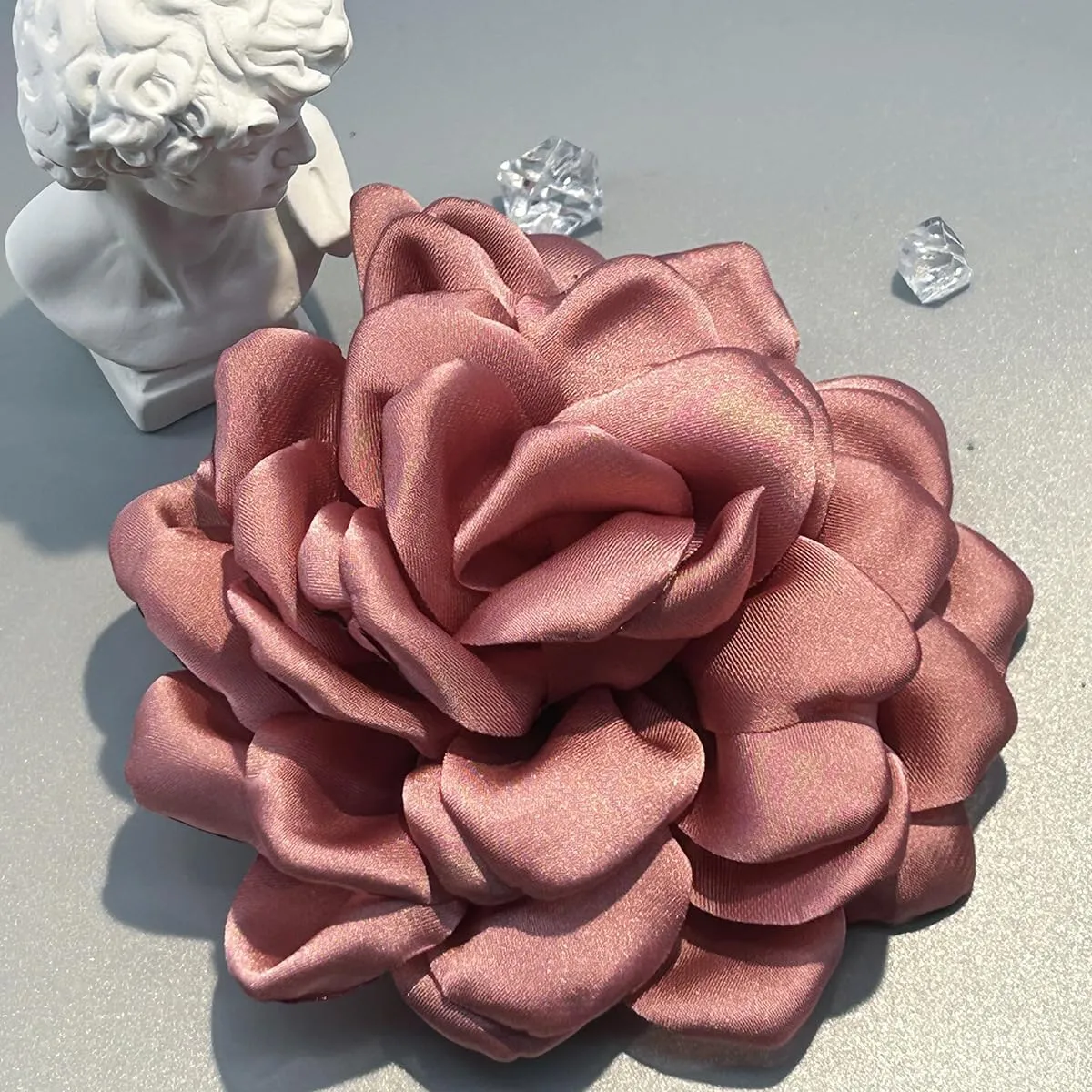 NXCYZY Exquisite Flower Fascinators Brooch 10cm Multi-Layer Camellia Brooch Versatile Headgear Clothes Embellishment Party Wedding Brooch Corsage Hair Clip Hat Decor for Women,Pink 1