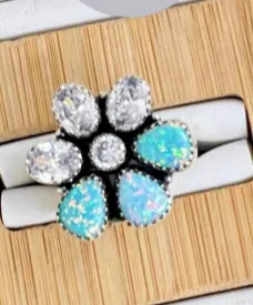 One Of A Kind Opal & White CZ Rings