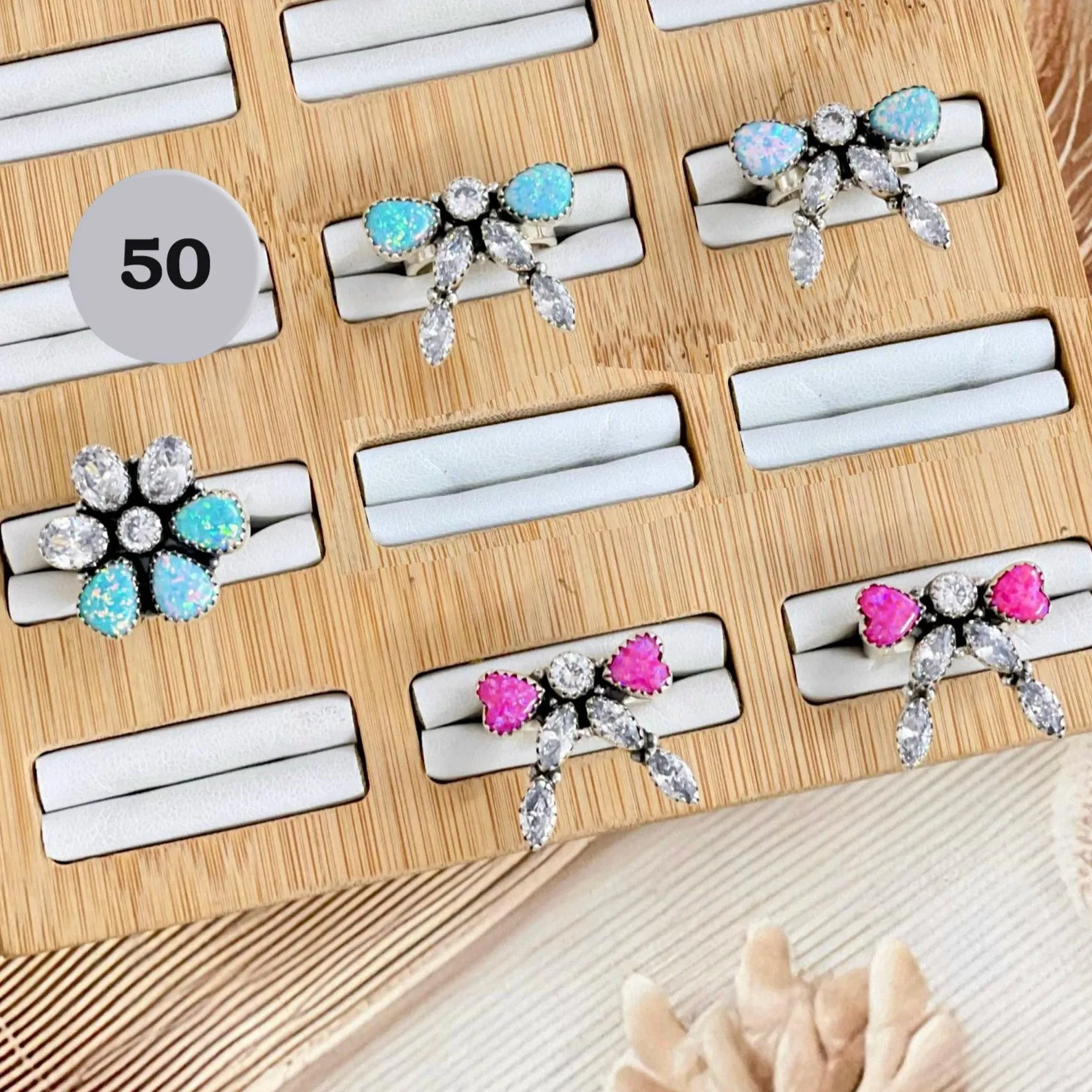 One Of A Kind Opal & White CZ Rings