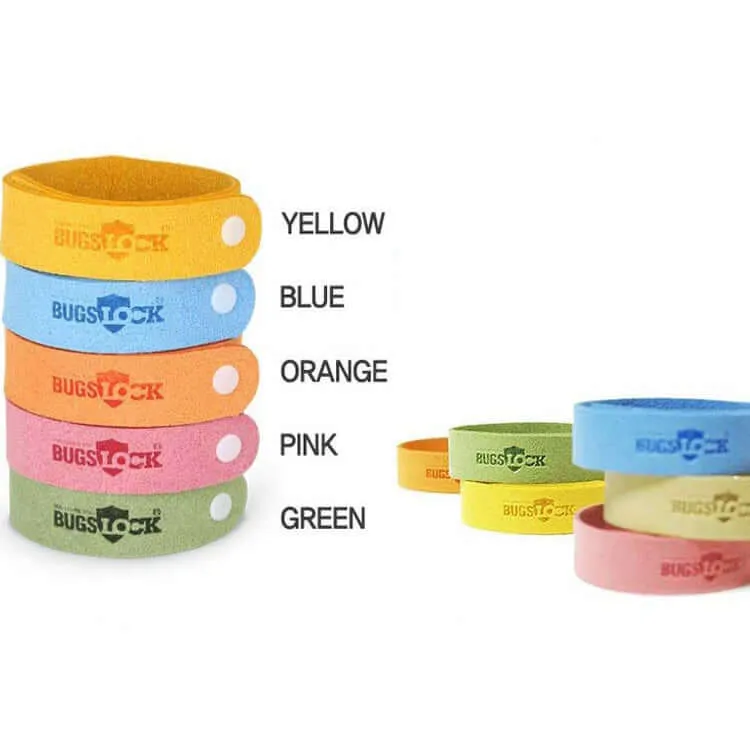 Pack of 5 Colorful BUGS Mosquito Repellent Bracelets for Outdoor Protection