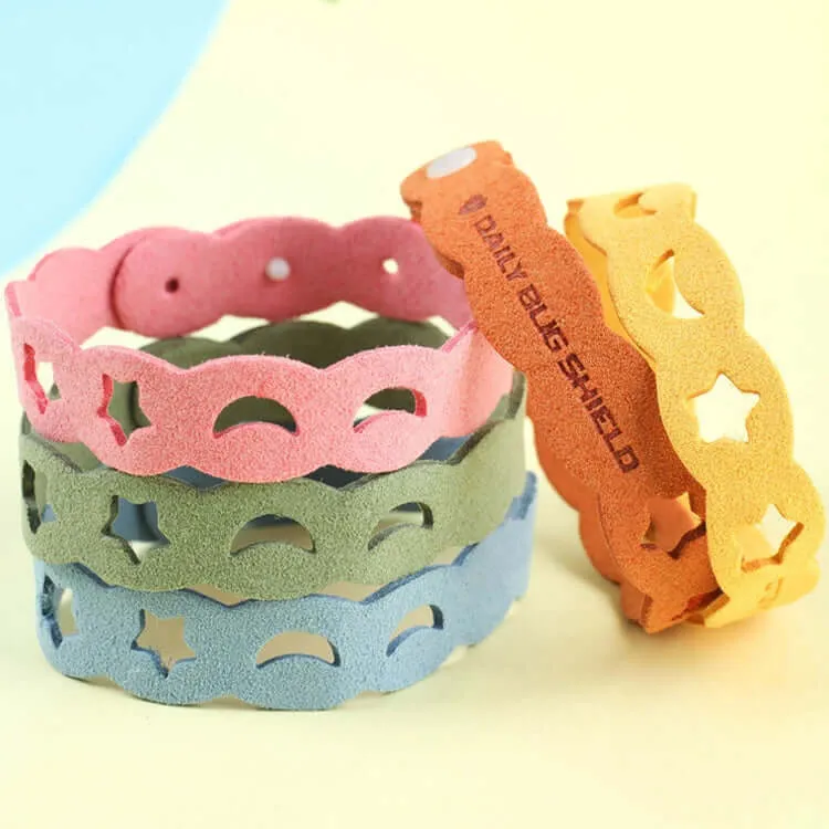 Pack of 5 Colorful BUGS Mosquito Repellent Bracelets for Outdoor Protection
