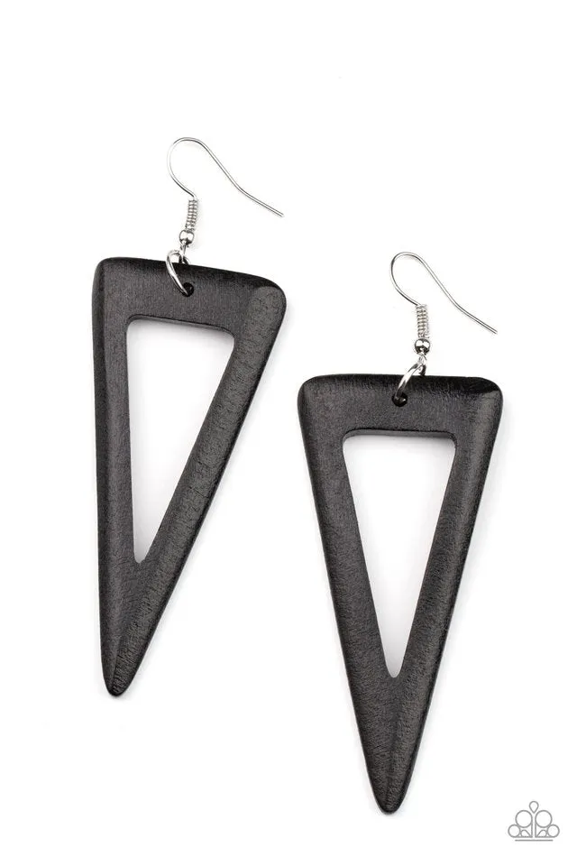 Paparazzi Earring ~ Bermuda Backpacker - Black