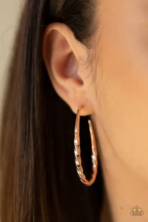 Paparazzi Earring ~ Twisted Edge - Rose Gold