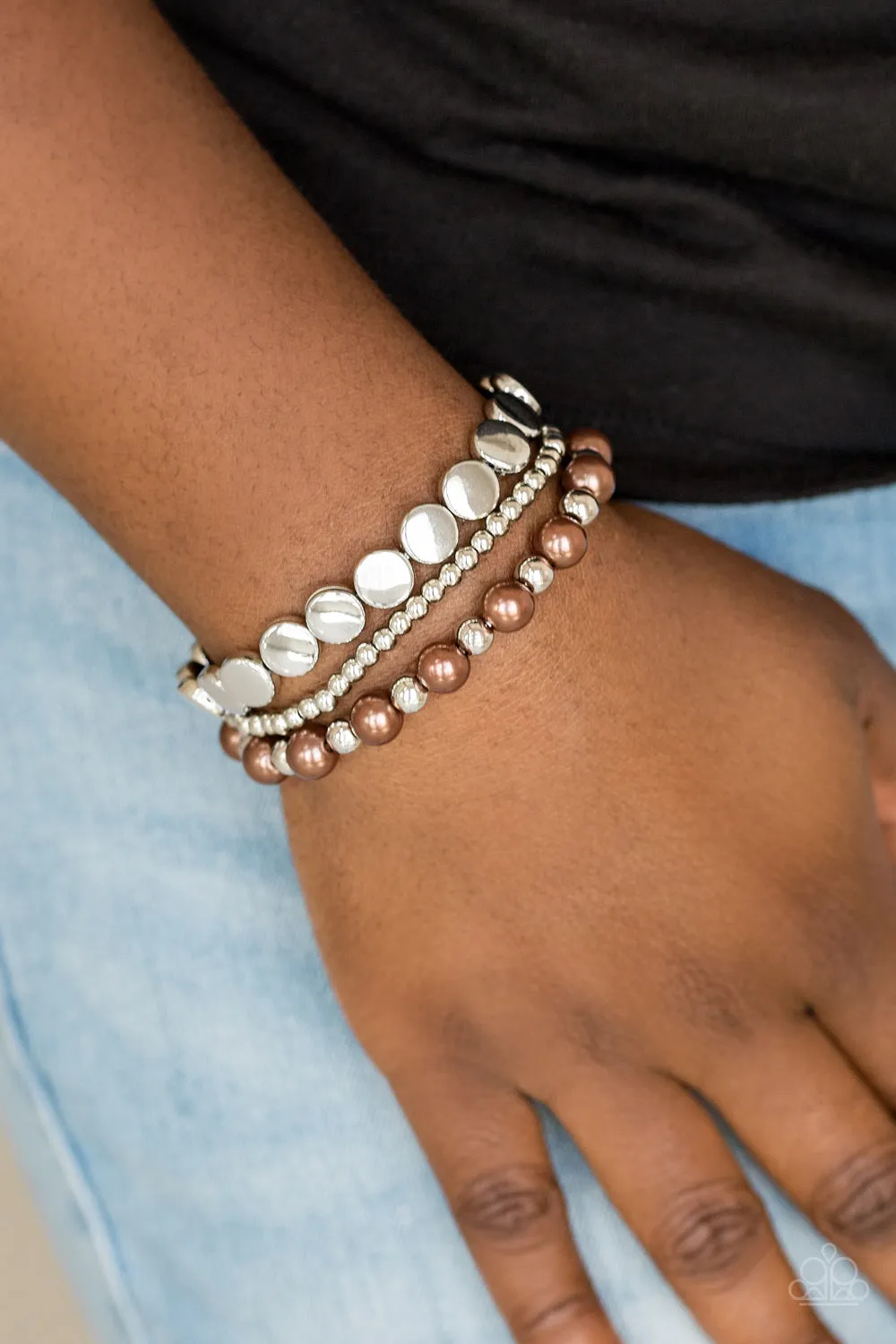 Paparazzi Girly Girl Glamour Brown Stretch Bracelet