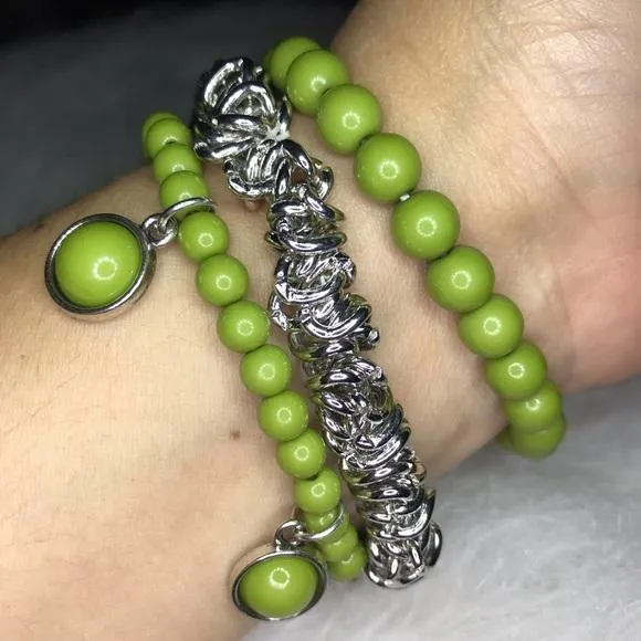 Paparazzi Good Vibes Only Green Stretch Bracelet