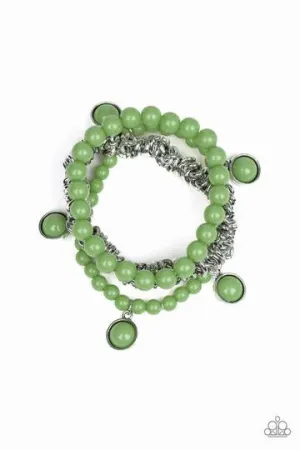Paparazzi Good Vibes Only Green Stretch Bracelet