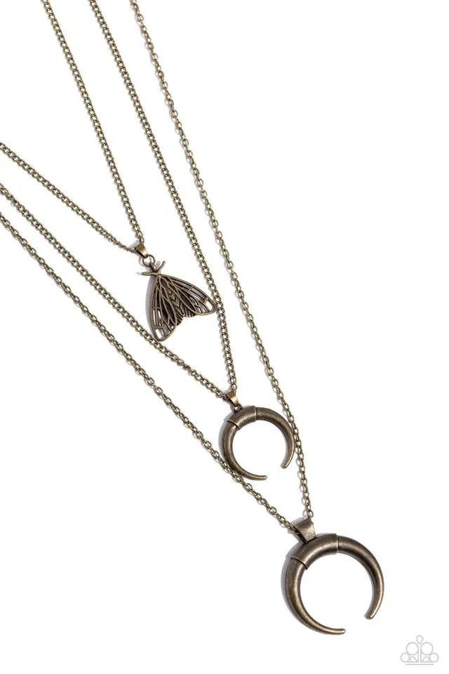 Paparazzi Necklace ~ Moth Medley - Brass