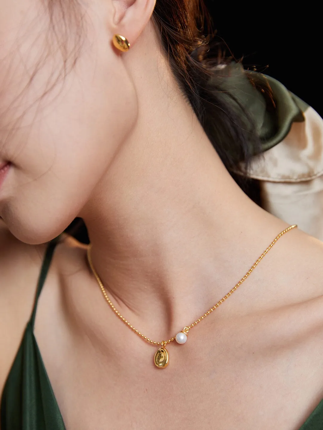 Pearl Drop Pendant Necklace in Gold Vermeil