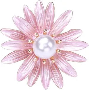 Pearl Flower Brooches Pins Large Pink Flower Safty Pin Women Girls Dress Suit Decor Valentine's Day Gift