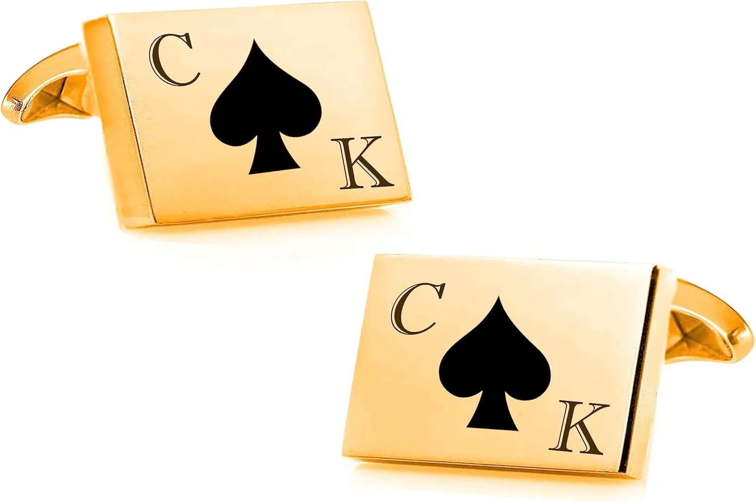 Personalized Gold Ace of Spades Cufflinks Custom Engraved Free - Ships From USA