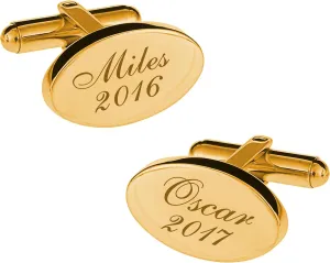 Personalized Gold Oval Cufflinks Custom Engraved Free In Any Language