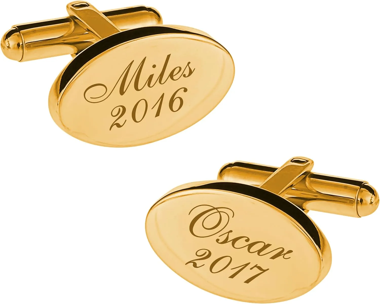 Personalized Gold Oval Cufflinks Custom Engraved Free In Any Language