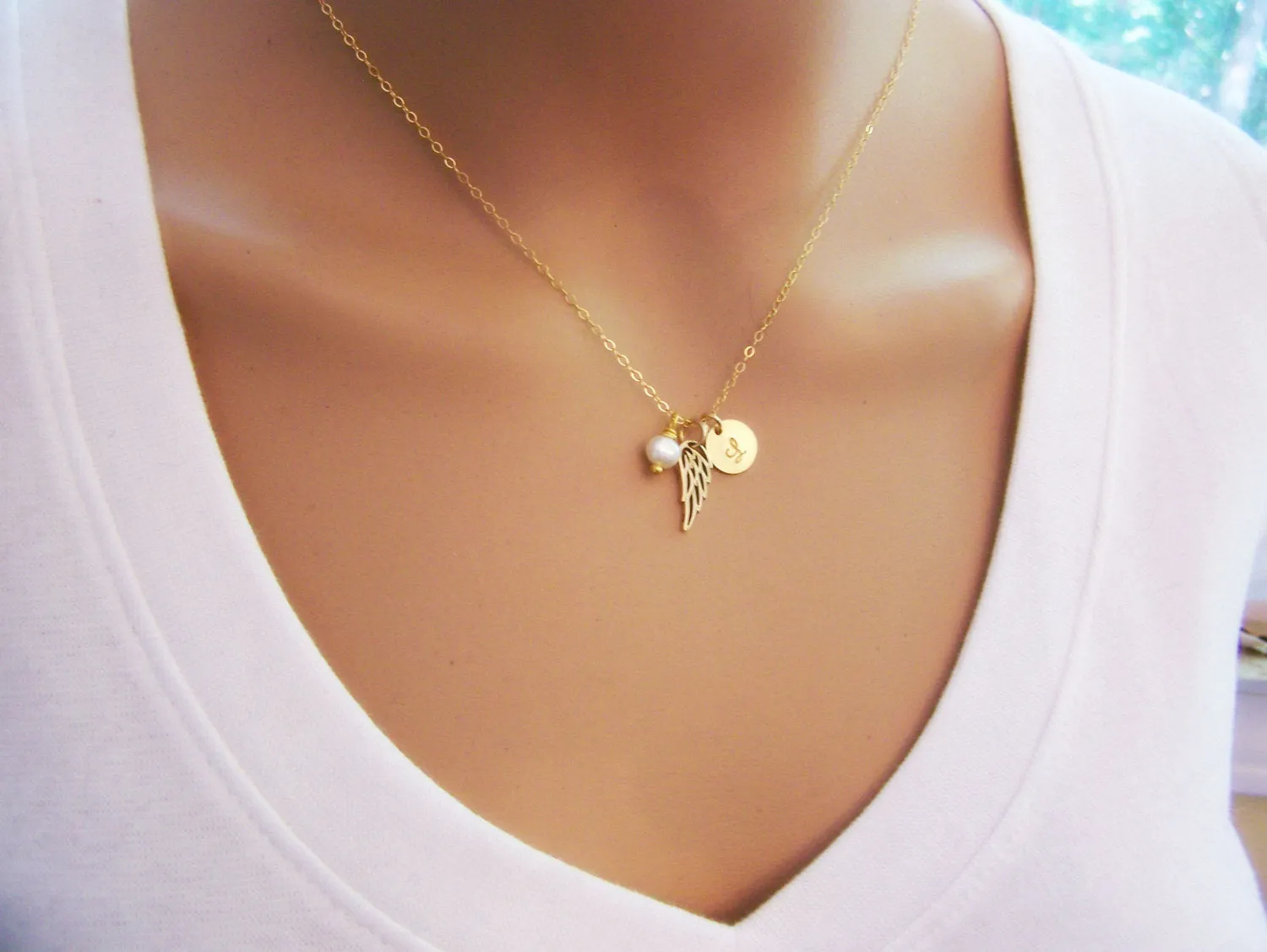 Personalized Name Angel Wing Necklace