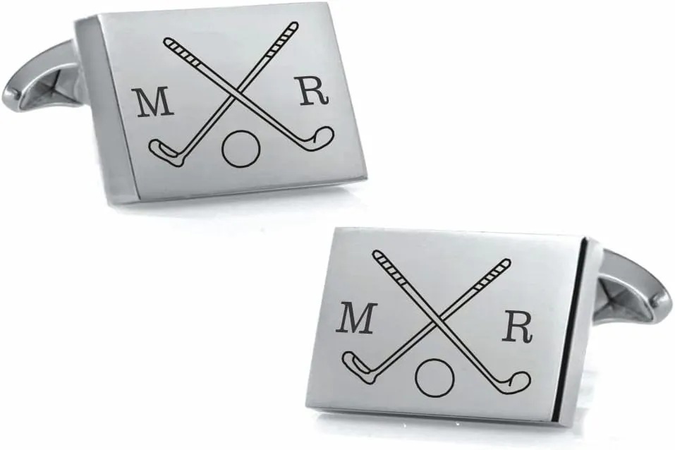 Personalized Silver Golf Cufflinks Custom Engraved Free - Ships From USA