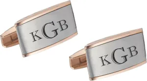 Personalized Two Tone Rose Gold and Silver Cufflink Set Custom Engraved Free - Ships from USA