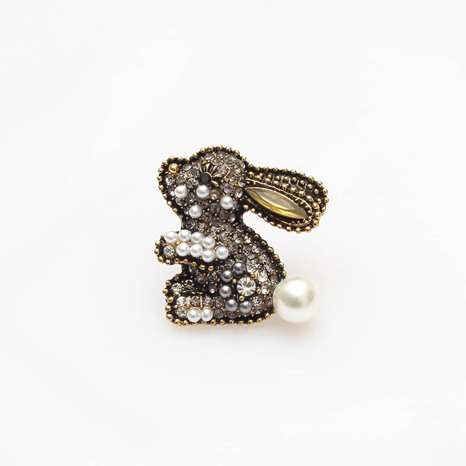 Pin Brooch Pin Broach Badge Brooch Lapel Pin Summer Compact Exquisite Pearl Full of Diamond Rabbit Brooch Jewelry Female Cute Anti-Failure Brooch AccessoriesGold