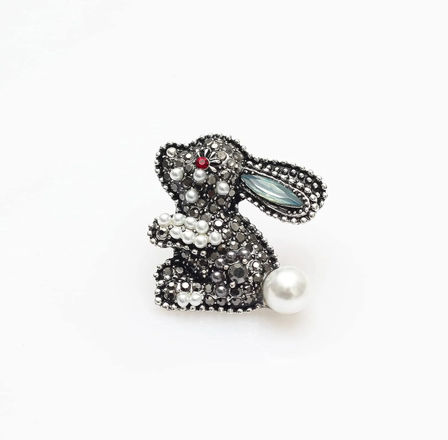 Pin Brooch Pin Broach Badge Brooch Lapel Pin Summer Compact Exquisite Pearl Full of Diamond Rabbit Brooch Jewelry Female Cute Anti-Failure Brooch AccessoriesSilver