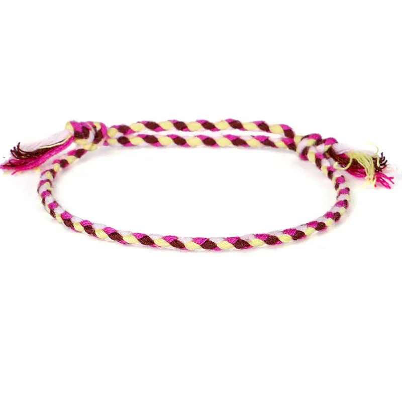Ping An Buckle Four-strand Colorful Text And Play Line Bracelet