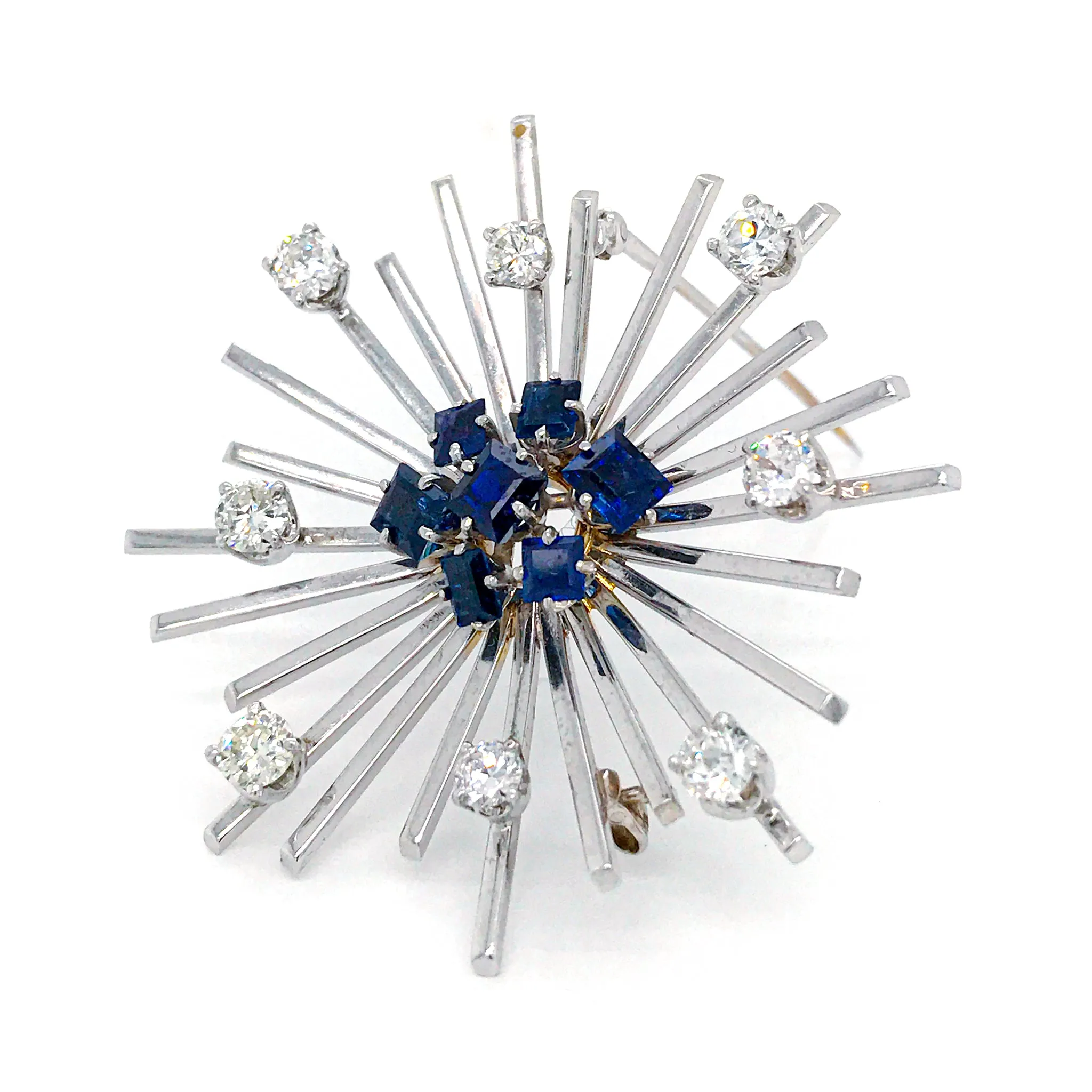 Platinum Snowflake Brooch with Diamonds & Sapphires