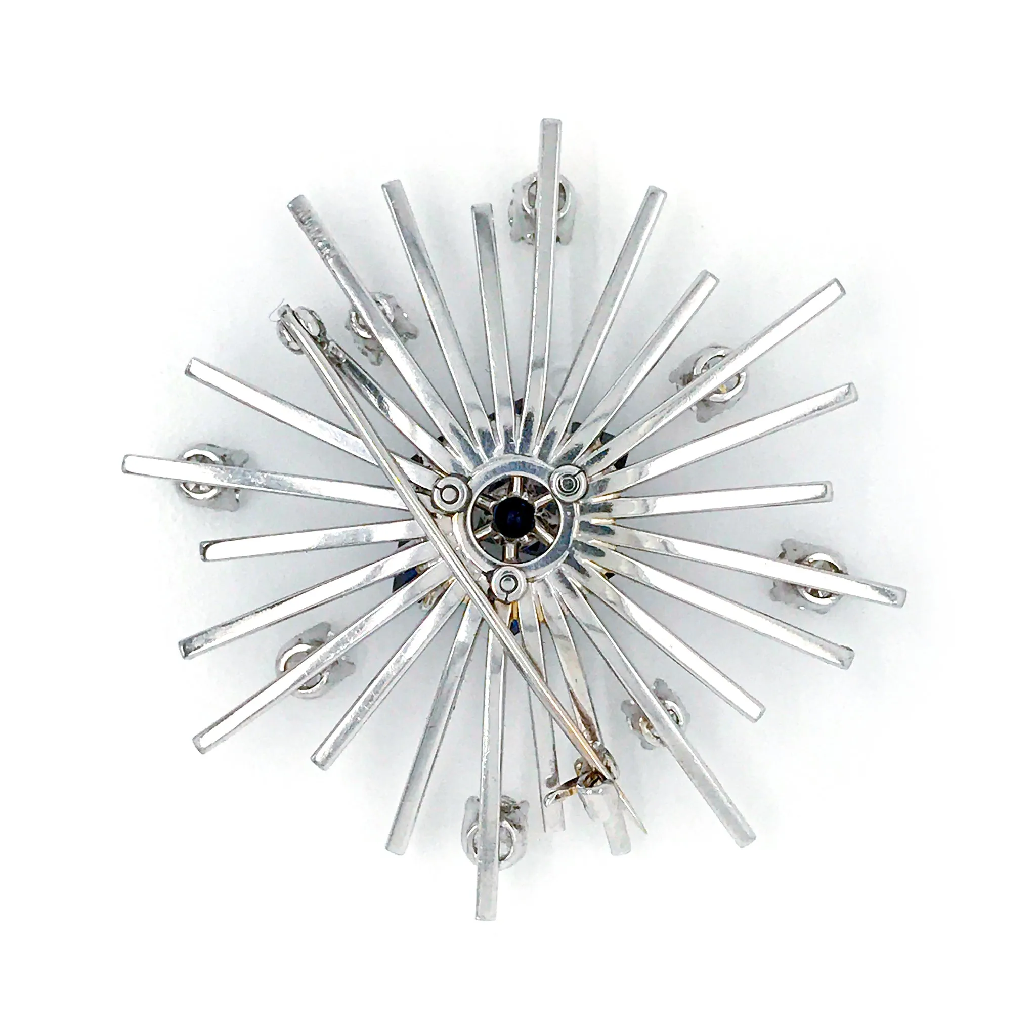 Platinum Snowflake Brooch with Diamonds & Sapphires