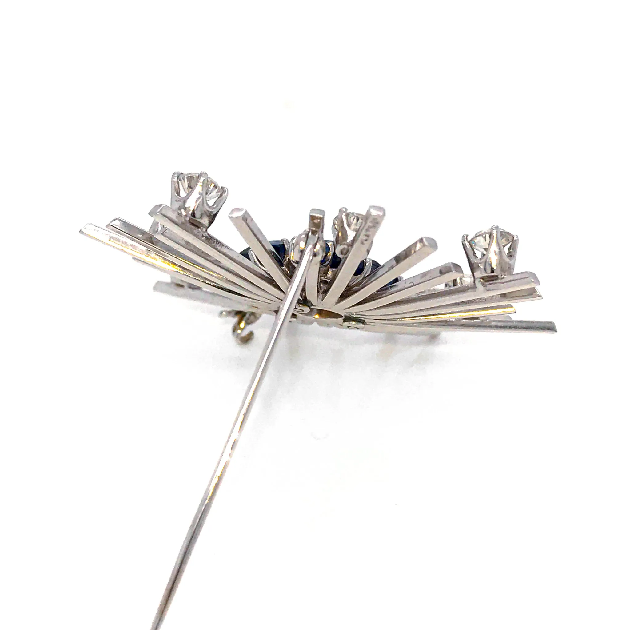 Platinum Snowflake Brooch with Diamonds & Sapphires